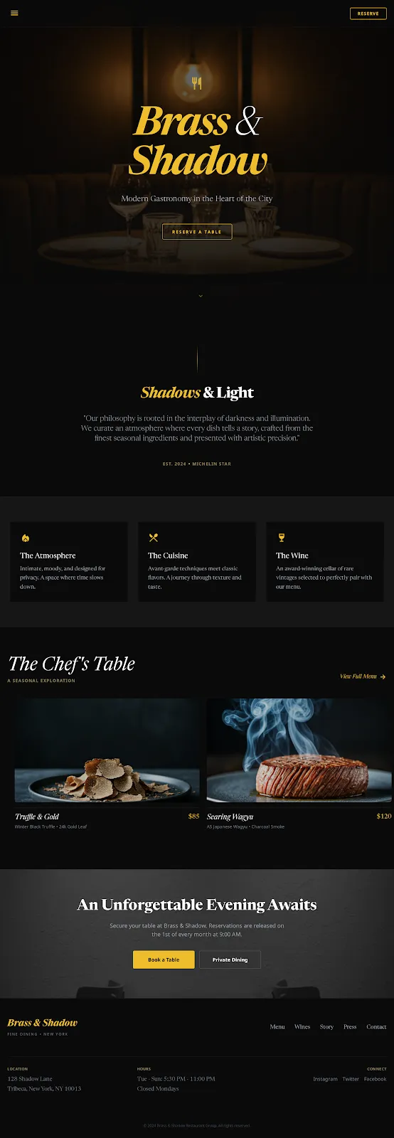 Brass & Shadow Restaurant Home