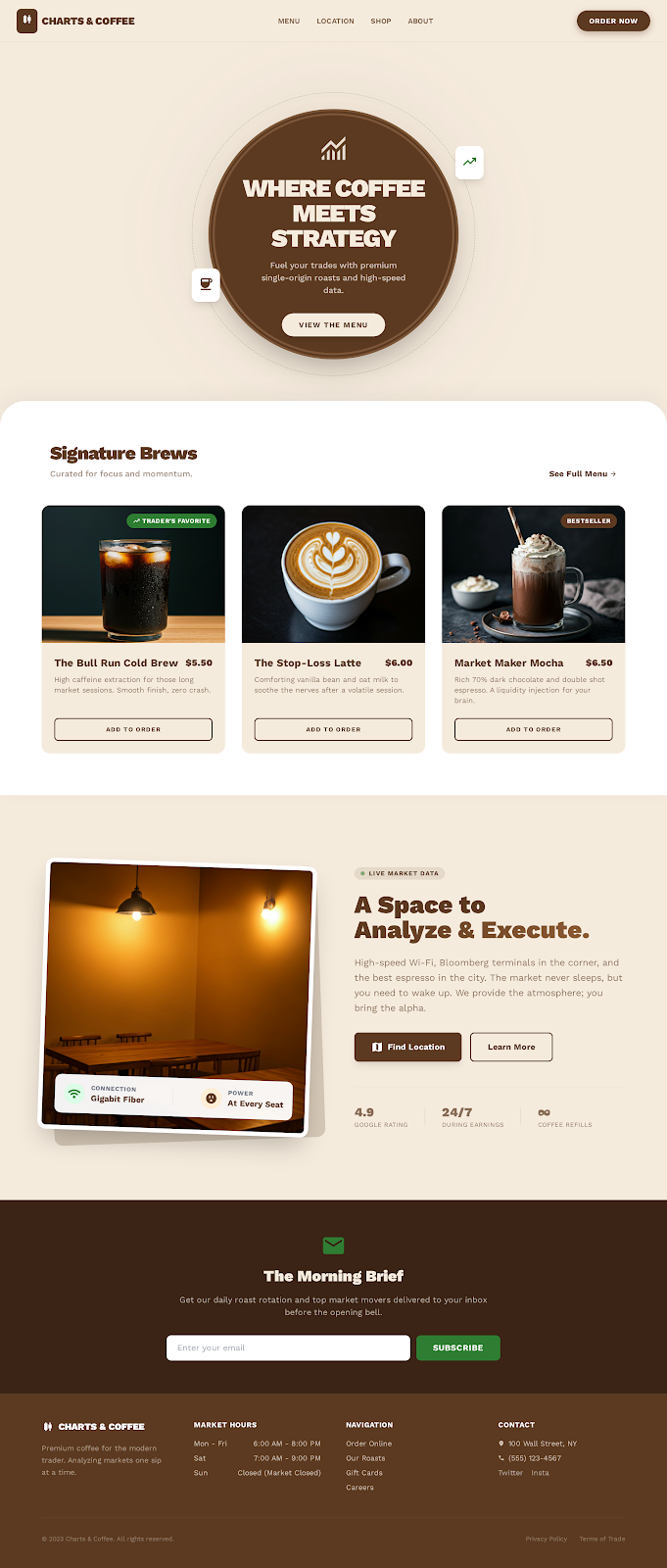 Cinematic Café Website Design